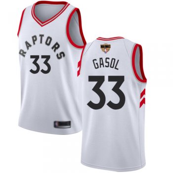 Youth Raptors #33 Marc Gasol White 2019 Finals Bound Youth Basketball Swingman Association Edition Jersey