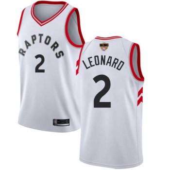 Youth Raptors #2 Kawhi Leonard White 2019 Finals Bound Youth Basketball Swingman Association Edition Jersey