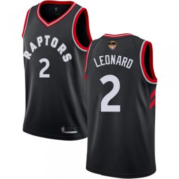 Youth Raptors #2 Kawhi Leonard Black 2019 Finals Bound Youth Basketball Swingman Statement Edition Jersey