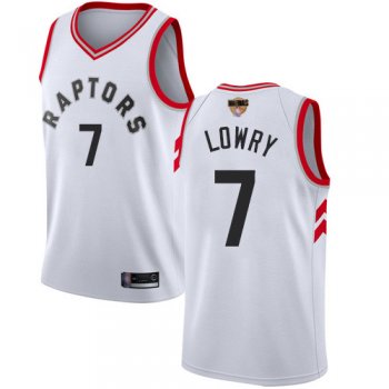 Youth Raptors #7 Kyle Lowry White 2019 Finals Bound Youth Basketball Swingman Association Edition Jersey