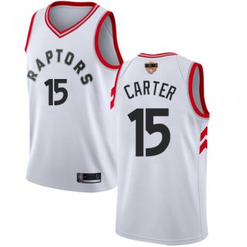 Youth Raptors #15 Vince Carter White 2019 Finals Bound Youth Basketball Swingman Association Edition Jersey