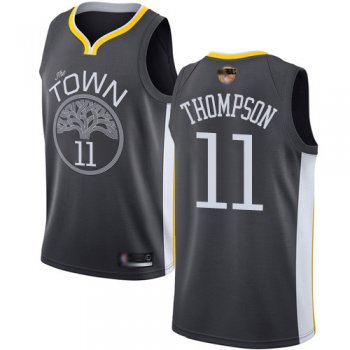 Youth Warriors #11 Klay Thompson Black 2019 Finals Bound Youth Basketball Swingman Statement Edition Jersey