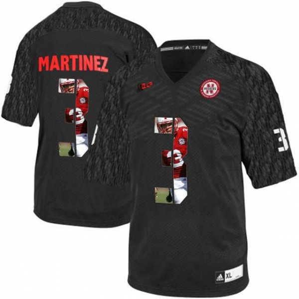 Nebraska Cornhuskers #3 Taylor Martinez Black With Portrait Print College Football Jersey