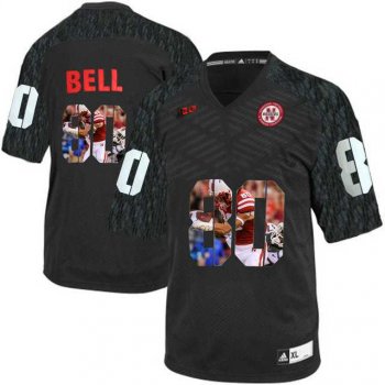 Nebraska Cornhuskers #80 Kenny Bell Black With Portrait Print College Football Jersey