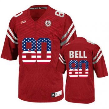 Nebraska Cornhuskers #80 Kenny Bell Red USA Flag College Football Jersey