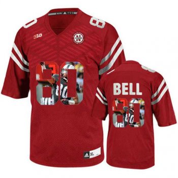 Nebraska Cornhuskers #80 Kenny Bell Red With Portrait Print College Football Jersey