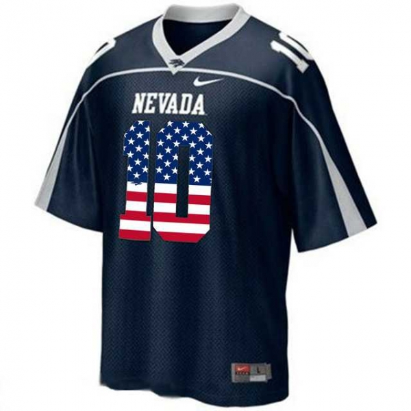 Nevada Wolf Pack #10 Colin Kaepernick Blue USA Flag With WAC Patch College Football Jersey