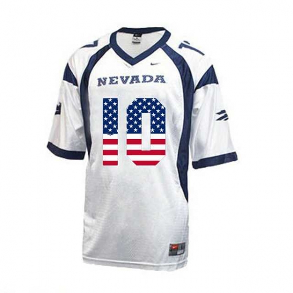 Nevada Wolf Pack #10 Colin Kaepernick White USA Flag With WAC Patch College Football Jersey