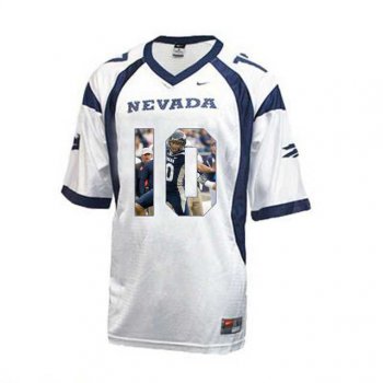 Nevada WolfPack #10 Colin Kaepernick WAC Patch White With Portrait Print College Football Jersey