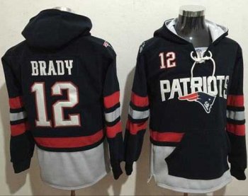 New England Patriots #12 Tom Brady Blue Sawyer Hooded Sweatshirt NFL Hoodie