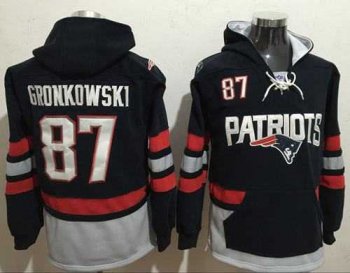 New England Patriots #87 Rob Gronkowski Blue Sawyer Hooded Sweatshirt NFL Hoodie