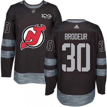 New Jersey Devils #30 Martin Brodeur Black 1917-2017 100th Anniversary Stitched NHL Jersey