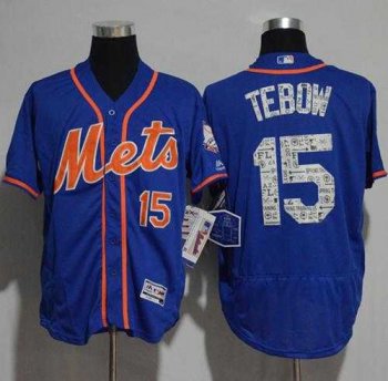 New York Mets #15 Tim Tebow Blue 2017 Spring Training Authentic Flex Base Stitched MLB Jersey