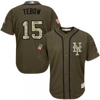 New York Mets #15 Tim Tebow Green Salute to Service Stitched MLB Jersey