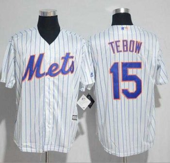 New York Mets #15 Tim Tebow White(Blue Strip) New Cool Base Stitched MLB Jersey