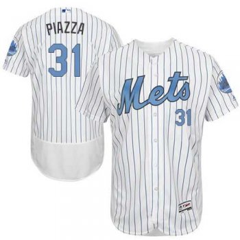 New York Mets #31 Mike Piazza White(Blue Strip) Flexbase Authentic Collection Father's Day Stitched MLB Jersey