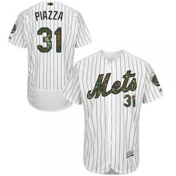 New York Mets #31 Mike Piazza White(Blue Strip) Flexbase Authentic Collection Memorial Day Stitched MLB Jersey