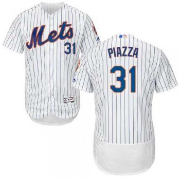 New York Mets #31 Mike Piazza White(Blue Strip) Flexbase Authentic Collection Stitched MLB Jersey