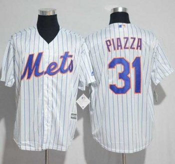 New York Mets #31 Mike Piazza White(Blue Strip) New Cool Base Stitched MLB Jersey