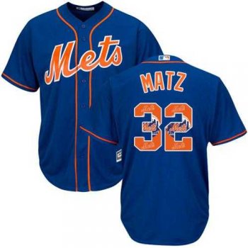 New York Mets #32 Steven Matz Blue Team Logo Fashion Stitched MLB Jersey