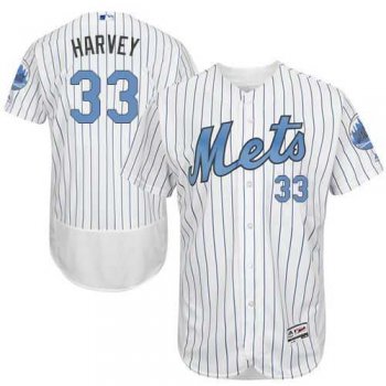 New York Mets #33 Matt Harvey White(Blue Strip) Flexbase Authentic Collection Father's Day Stitched MLB Jersey