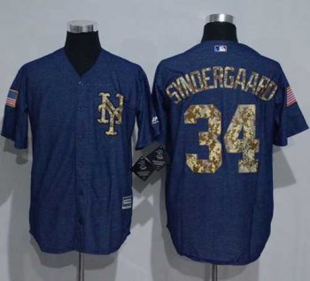 New York Mets #34 Noah Syndergaard Denim Blue Salute to Service Stitched Baseball Jersey