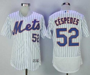 New York Mets #52 Yoenis Cespedes White(Blue Strip) Flexbase Authentic Collection Stitched MLB Jersey