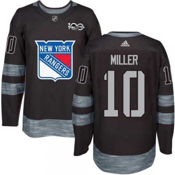 New York Rangers #10 J.T. Miller Black 1917-2017 100th Anniversary Stitched NHL Jersey