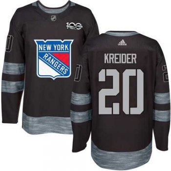 New York Rangers #20 Chris Kreider Black 1917-2017 100th Anniversary Stitched NHL Jersey