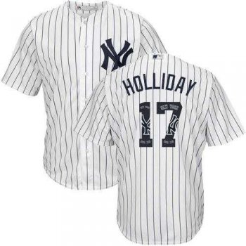 New York Yankees #17 Matt Holliday White Strip Team Logo Fashion Stitched MLB Jersey