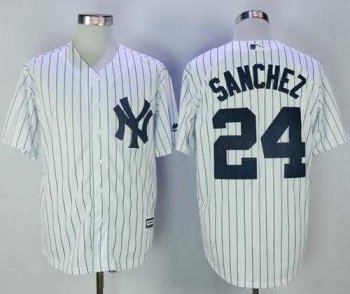 New York Yankees #24 Gary Sanchez White Strip New Cool Base Stitched MLB Jersey