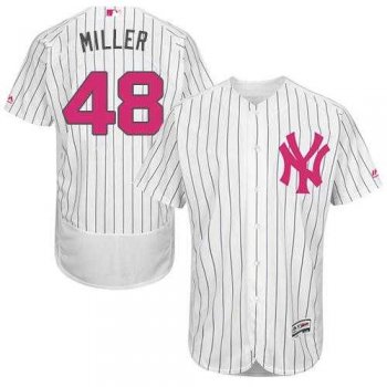 New York Yankees #48 Andrew Miller White Strip Flexbase Authentic Collection 2016 Mother's Day Stitched Baseball Jersey