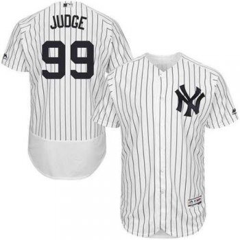 New York Yankees #99 Aaron Judge White Strip Flexbase Authentic Collection Stitched MLB Jersey