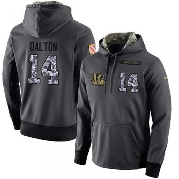 NFL Men's Nike Cincinnati Bengals #14 Andy Dalton Stitched Black Anthracite Salute to Service Player Performance Hoodie