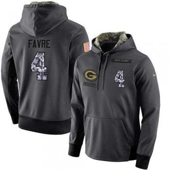 Men's Nike Green Bay Packers #4 Brett Favre Stitched Black Anthracite Salute to Service Player Performance Hoodie