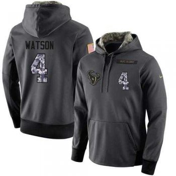 NFL Men's Nike Houston Texans #4 Deshaun Watson Stitched Black Anthracite Salute to Service Player Performance Hoodie