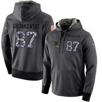 NFL Men's Nike New England Patriots #87 Rob Gronkowski Stitched Black Anthracite Salute to Service Player Performance Hoodie