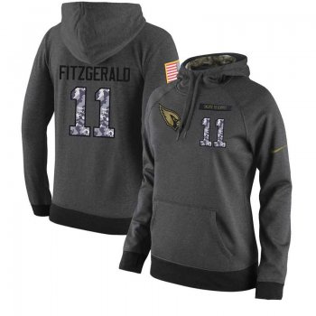 NFL Women's Nike Arizona Cardinals #11 Larry Fitzgerald Stitched Black Anthracite Salute to Service Player Performance Hoodie