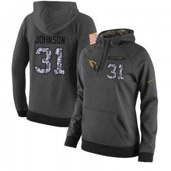 NFL Women's Nike Arizona Cardinals #31 David Johnson Stitched Black Anthracite Salute to Service Player Performance Hoodie