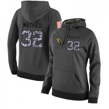 NFL Women's Nike Arizona Cardinals #32 Tyrann Mathieu Stitched Black Anthracite Salute to Service Player Performance Hoodie