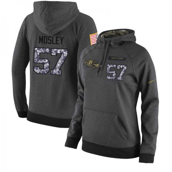 NFL Women's Nike Baltimore Ravens #57 C.J. Mosley Stitched Black Anthracite Salute to Service Player Performance Hoodie