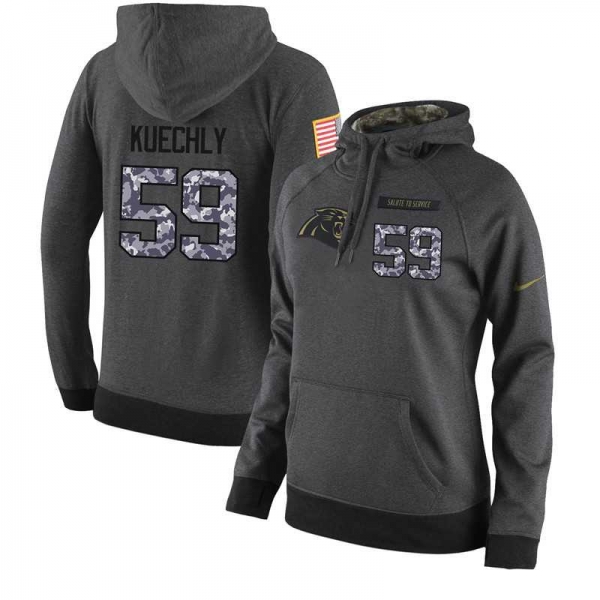 NFL Women's Nike Carolina Panthers #59 Luke Kuechly Stitched Black Anthracite Salute to Service Player Performance Hoodie