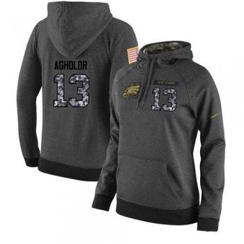 NFL Women's Nike Philadelphia Eagles #13 Nelson Agholor Stitched Black Anthracite Salute to Service Player Performance Hoodie