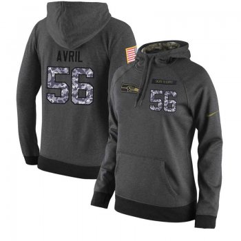 NFL Women's Nike Seattle Seahawks #56 Cliff Avril Stitched Black Anthracite Salute to Service Player Performance Hoodie