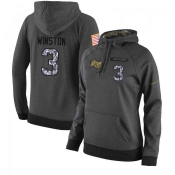 NFL Women's Nike Tampa Bay Buccaneers #3 Jameis Winston Stitched Black Anthracite Salute to Service Player Performance Hoodie