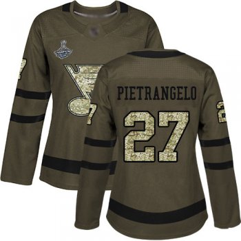 Blues #27 Alex Pietrangelo Green Salute to Service Stanley Cup Final Bound Women's Stitched Hockey Jersey