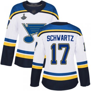 Blues #17 Jaden Schwartz White Road Authentic Stanley Cup Final Bound Women's Stitched Hockey Jersey