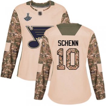 Blues #10 Brayden Schenn Camo Authentic 2017 Veterans Day Stanley Cup Champions Women's Stitched Hockey Jersey