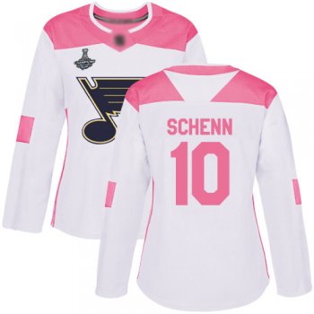 Blues #10 Brayden Schenn White/Pink Authentic Fashion Stanley Cup Final Bound Women's Stitched Hockey Jersey