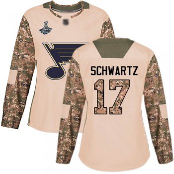 Blues #17 Jaden Schwartz Camo Authentic 2017 Veterans Day Stanley Cup Final Bound Women's Stitched Hockey Jersey